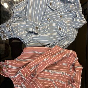 Striped Blue and Red Kids Bodysuit Set